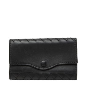 Bottega Veneta Intrecciato Key Case in Black Leather for Women