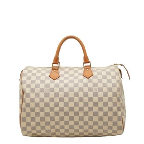Louis Vuitton Damier Azur Speedy 35 Handbag/Boston Bag N41535 White Leather Women's LOUIS VUITTON