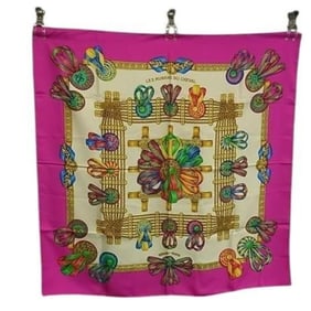HERMES Carré 90 Multicolor Silk Scarf for Women, "Les Rubans du Cheval" Horse Ribbon