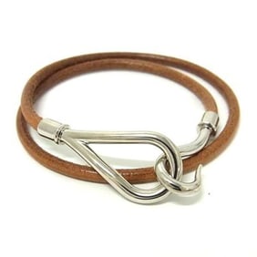 HERMES Jumbo Brown Leather Bracelet Choker for Women, Double Tour