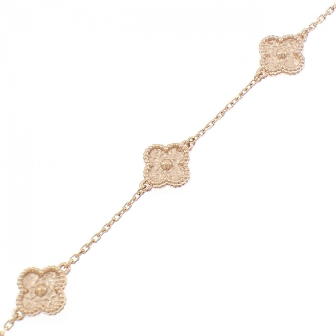 Van Cleef & Arpels Sweet Alhambra Bracelet: --- Catalog ---Category: SizeLength: 17.5cm / 6.88''Category: DesignType: Charm braceletColor: Pink goldGender: WomenMaterial: Pink gold (18K)Category: GeneralMPN: VCARO8DD00Brand: Van Cleef & Arpels-