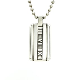TIFFANY & Co. Tiffany Atlas Plate Pendant Necklace with Ball Chain, SV925 and Ag925 Silver