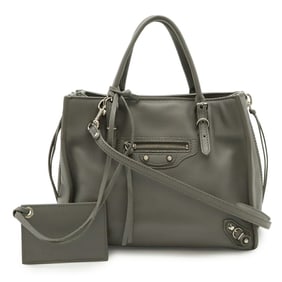 BALENCIAGA Paper Mini Handbag/Shoulder Bag, Gray Leather, 357333