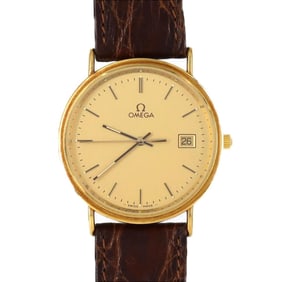 Omega round case YG watch quartz