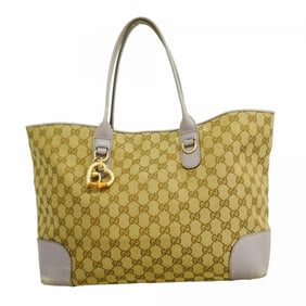 Gucci GG Canvas Heart Bit Tote Bag 269956 Brown Purple Champagne Women's