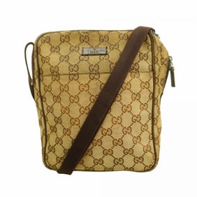 Gucci GG Canvas Shoulder Bag 122759 Brown Women's