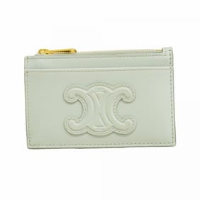 Celine Triomphe Leather Wallet/Coin Case, Blue, Women's