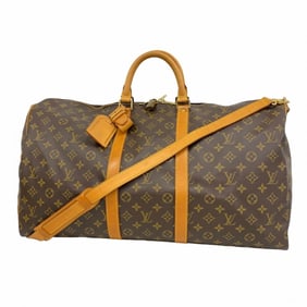 Louis Vuitton Monogram Keepall Bandouliere 55 Boston Bag M41414 Brown Men's and Women's