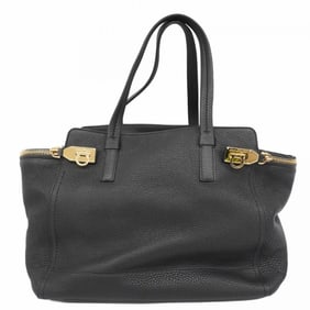 Salvatore Ferragamo Gancini Leather Tote Bag, Black, Women's