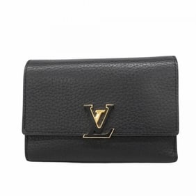 Louis Vuitton Tri-fold Wallet, Taurillon Portefeuille Capucines Compact, M62157, Noir, Hot Pink,