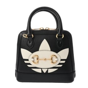 GUCCI Adidas collaboration 2-way black and white leather handbag 677212 women's, like new,