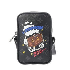 LOUIS VUITTON Monogram Eclipse Danube PPM Trunk Print Black M45928 Men's Canvas Shoulder Bag,