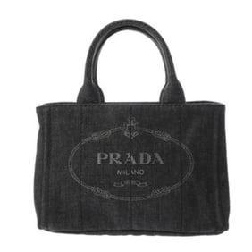 PRADA Prada Canapa Mini Black 1BG439 Women's Denim Handbag AB Rank Pre-owned Ginzo