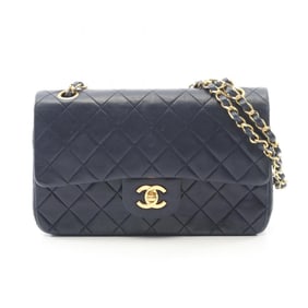 CHANEL Matelasse Double Flap Shoulder Bag in Lambskin (Sheepskin) for Women, Navy