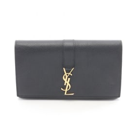 Yves Saint Laurent Saint Laurent Paris YSL logo bifold long wallet, leather, women's, black,