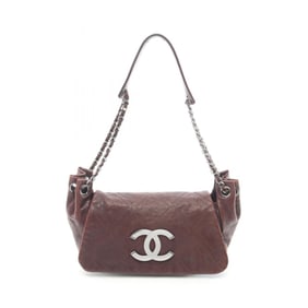 Chanel Coco Mark Diamond Stitch Shoulder Bag, Leather, Women's, Brown
