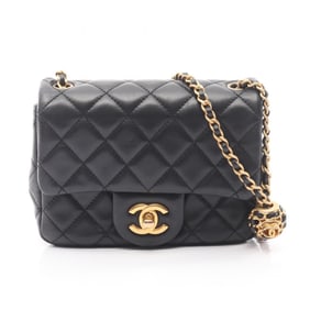 CHANEL Matelasse Shoulder Bag, Lambskin Leather, Women's, Black
