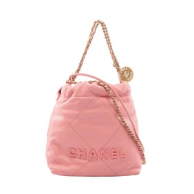 CHANEL 22 Mini Shoulder Bag in Grained Calfskin Leather, Pink, Women's, AS3980
