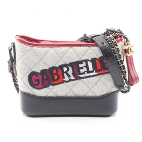 CHANEL Gabrielle de Chanel Small Hobo Shoulder Bag, Wool and Leather, Women's, Gray, Black,