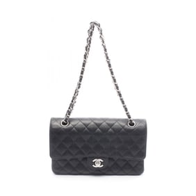 CHANEL Matelasse Double Flap Shoulder Bag in Grained Calfskin Leather, Black