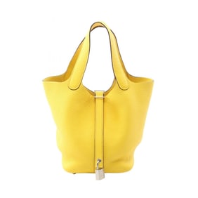 Hermes Hermès Picotin Lock PM handbag in Taurillon Clemence leather, yellow for women.