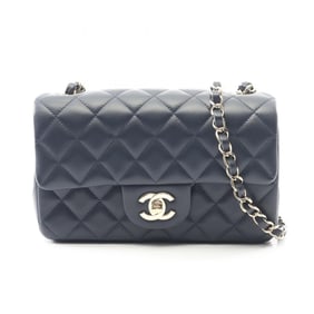 CHANEL Mini Matelasse 20 Shoulder Bag in Lambskin, Navy Blue, A69900