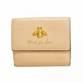 Gucci Animalier Tri-fold Wallet 523190 Leather Pink Women's