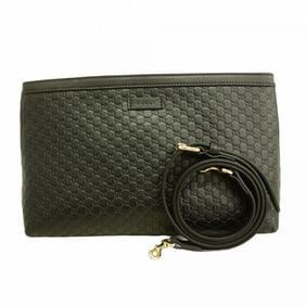 Gucci Micro Guccissima Clutch Bag 607723 Leather Black Champagne 2-Way for Men