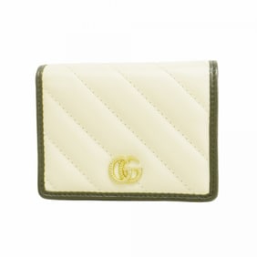 Gucci GG Marmont Wallet 573811 Leather White Black Women's