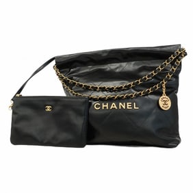 Chanel Shoulder Bag Chain 22 Calfskin Black Women's