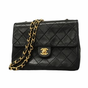 Chanel Mini Matelasse Shoulder Bag with Chain Bag, Lambskin, Black, Women's