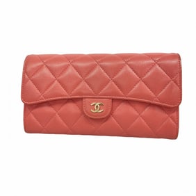 Chanel Matelasse Caviar Leather Long Wallet, Pink, Women's