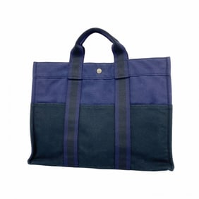 Hermes Tote Bag, Foule MM Canvas, Black and Purple, Women's
