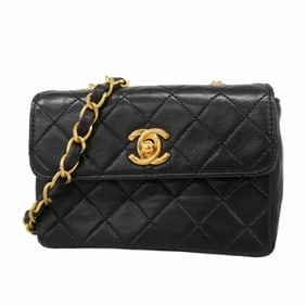 Chanel Mini Matelasse Shoulder Bag with Chain Bag, Lambskin, Black, Women's