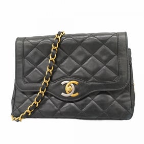 Chanel Mini Matelasse Shoulder Bag, Chain Paris Exclusive, Lambskin, Black and Gold, Women's