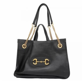 Gucci Horsebit 1955 Handbag 621144 Leather Black 2-Way Bag for Women