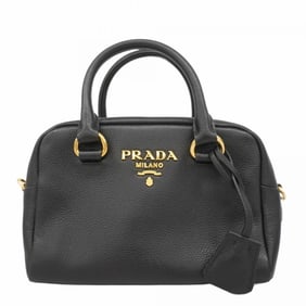 Prada handbag leather black women's