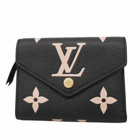 Louis Vuitton Monogram Empreinte Two-Tone Tri-Fold Wallet Portefeuille Victorine M80968 Black/Beige