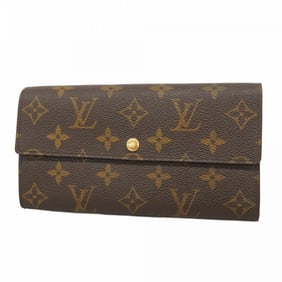 Louis Vuitton Monogram Pochette Porte Monnaie Credit Long Wallet M61725 Brown Women's