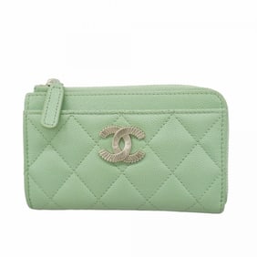Chanel Wallet/Coin Case Matelasse Caviar Leather Green Women's