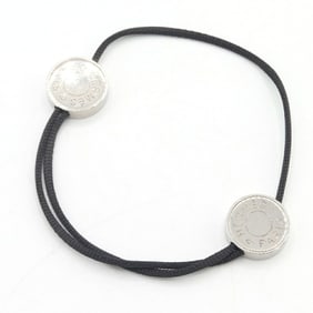 Hermes Serie Cord Bracelet in Black and Silver, Cotton Metal Bangle for Men Women