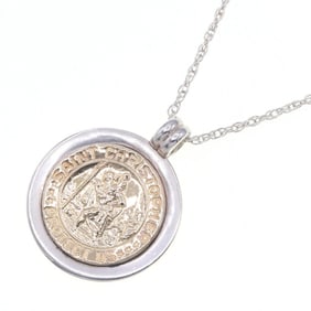 Tiffany & Co. St. Christopher necklace, coin pendant top, silver, gold, 18KT, YG, SV925,