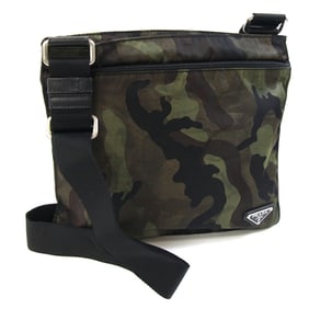 Prada Shoulder Bag VA0886 Khaki Nylon and Leather Crossbody Camouflage Men's Women's PRADA