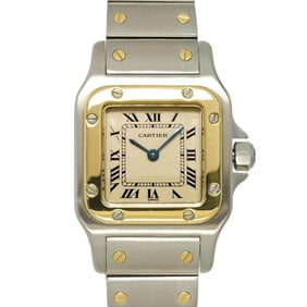 Cartier Santos Galbee SM W20012C4 Two-tone Women's Watch, Ivory and 18K Yellow Gold Quartz Movement