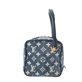 LOUIS VUITTON Monogram Square Bag, Blue, M59608, Women's Jacquard Denim Handbag, A-Rank, Pre-Owned,