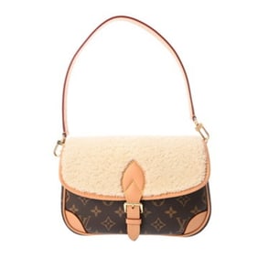 LOUIS VUITTON Monogram Cozy Glam Diane NM PM Brown M46317 Women's Canvas Shearling Shoulder Bag, A