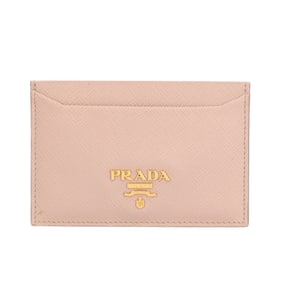 Pre-owned Prada Saffiano Leather Card Case, 1M0208, Women's