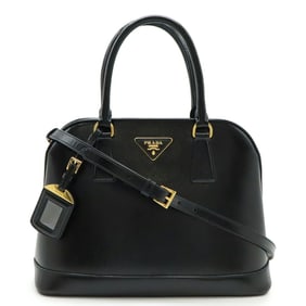 PRADA Saffiano Vernis Triangle Handbag/Shoulder Bag in Patent Leather, Nero Black, BN2567