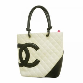 Chanel Cambon Tote Bag, Lambskin, White, Women's