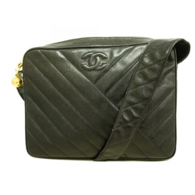 Chanel Shoulder Bag, V-Stitch, Caviar Skin, Black, Women's